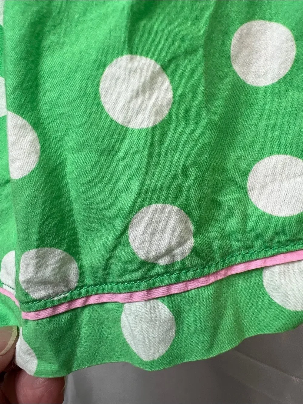 Mini Boden green and white polkadot smocked back halter dress Peter Pan collar